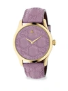 GUCCI G-Timeless Gold PVD Case 38MM Pastel Purple Leather Strap Watch