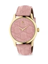 GUCCI G-Timeless Gold PVD Case 38MM Pastel Pink Leather Strap Watch