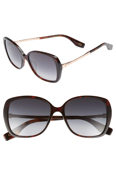 Marc Jacobs Round Acetate & Metal Polarized Sunglasses, Brown Pattern In Dark Havana