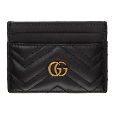Gucci Gg Marmont Black Leather Card Holder In 1000 Black