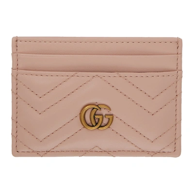 Gucci Gg Marmont Leather Cardholder In Pink