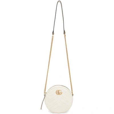 Gucci Gg Marmont Circle Quilted Leather Shoulder Bag In White