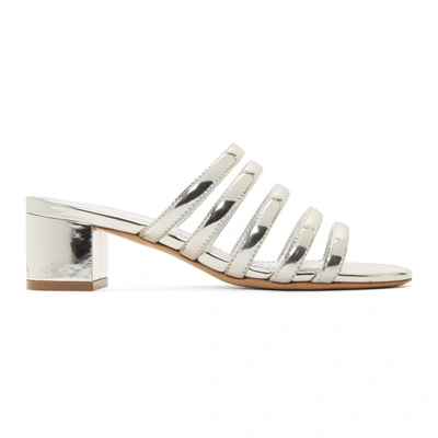 Mansur Gavriel Metallic Leather Sandals In Silver