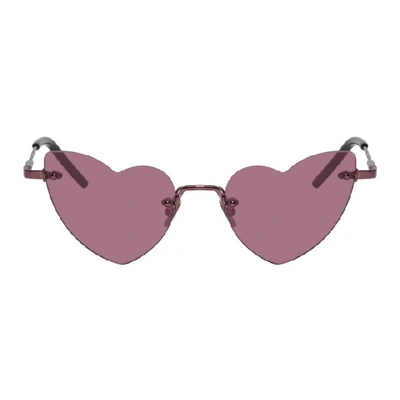 Saint Laurent 50mm Rimless Heart Shaped Sunglasses - Pink/ Pink Flash In Pink/pink