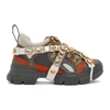 GUCCI GUCCI GREY AND ORANGE FLASHTREK SNEAKERS