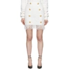 BALMAIN White Fringed Tweed Miniskirt