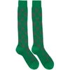 GUCCI GUCCI GREEN AND PINK GG SUPREME SOCKS