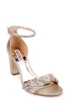 Badgley Mischka Finesse Embellished Ankle Strap Sandal In Ivory/cream