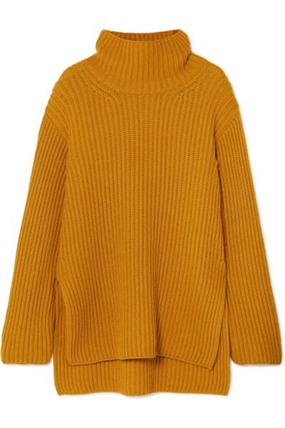 Arje Oversized Wool, Silk And Cashmere-blend Turtleneck Jumper In Saffron