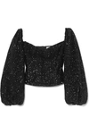 ATTICO TWIST-FRONT SEQUINED CREPE TOP