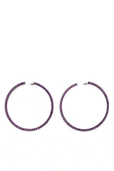 Area Opening Ceremony Dorinda Crystal Hoop Earrings In Purple