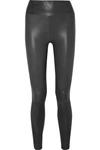 Sprwmn Black High Waisted Leather Leggings In Charcoal