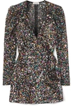 ATTICO SEQUINED MESH MINI WRAP DRESS