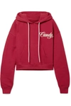 ADAPTATION CROPPED EMBROIDERED COTTON-JERSEY HOODIE