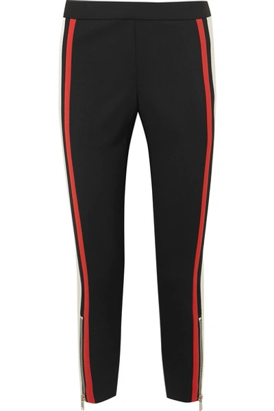 Alexander Mcqueen Mid-rise Racer-striped Stretch-wool Leggings In Black