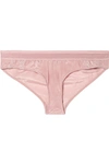 STELLA MCCARTNEY ROSE ROMANCING MESH AND LACE-TRIMMED SILK-SATIN BRIEFS
