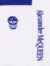 Alexander Mcqueen White And Blue Skull Intarsia Cotton Blend Socks