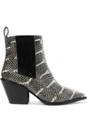 AEYDE KATE SNAKE-EFFECT LEATHER ANKLE BOOTS