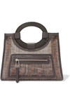 FENDI RUNAWAY SMALL LEATHER-TRIMMED PRINTED MESH TOTE