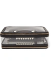 ANYA HINDMARCH MONSTER INFLIGHT LEATHER-TRIMMED PERSPEX COSMETICS CASE - BLACK