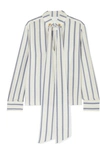 CHLOÉ PUSSY-BOW STRIPED SILK-GEORGETTE BLOUSE