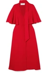 VALENTINO SILK CREPE DE CHINE WRAP MIDI DRESS