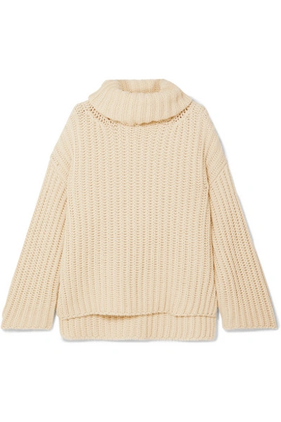 Arje Oversized Wool, Silk And Cashmere-blend Turtleneck Jumper In Cream