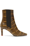 AEYDE LEILA SNAKE-EFFECT LEATHER ANKLE BOOTS