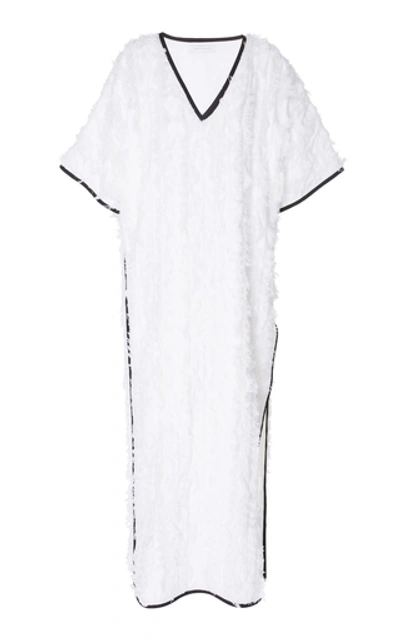 Marina Moscone Exclusive V-neck Flocked Kimono Caftan In White