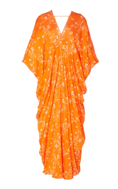 Johanna Ortiz Exclusive Distinctive Flavour Silk Printed Caftan In Orange
