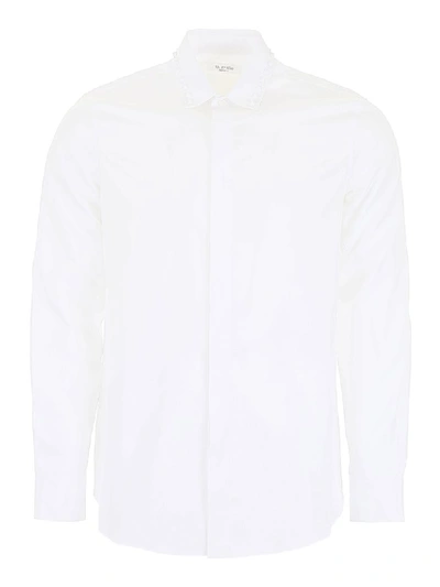 Valentino Rockstud-collar Cotton Shirt In Bianco (white)