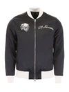 ALEXANDER MCQUEEN SATIN BOMBER JACKET WITH EMBROIDERY,10790367