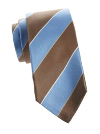Kiton Stripe Silk Tie In Blue