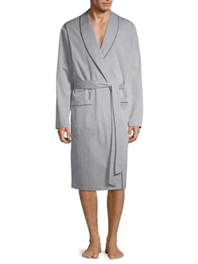 Hanro Theo Checked Mercerised Cotton Dressing Gown In Grey