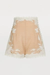 ZIMMERMANN CORSAGE LINEN AND SILK SHORTS,5485ACOR NUD