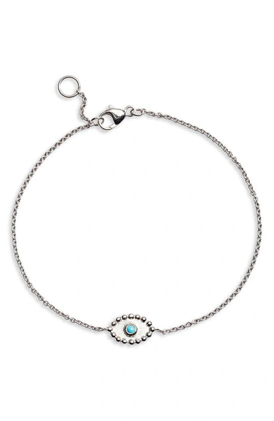 Anzie Dew Drop Turquoise Evil Eye Bracelet In Silver