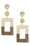 Ettika Wooden Color-block Drop Earrings In Light Brown/ Gold