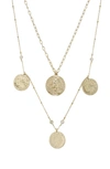 Ettika Elite Coin And Crystal Layered Necklace Set In Gold