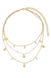 Ettika Crystal Detailed Triple Layer Necklace In Gold