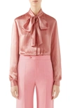 GUCCI SILK SATIN BOW BLOUSE,544887ZLS03