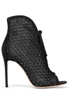 GIANVITO ROSSI 105 EMBELLISHED SUEDE-TRIMMED MESH ANKLE BOOTS