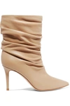 GIANVITO ROSSI CECILE 85 RUCHED LEATHER ANKLE BOOTS
