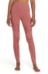 Alo Yoga High Waist Moto Leggings In Rosewood/ Rosewood Glossy