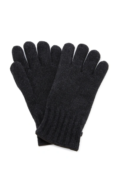 Labonia Leather-paneled Cashmere Gloves In Grey