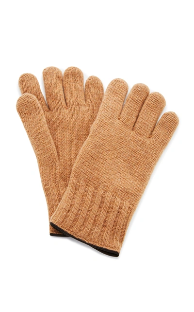 Labonia Leather-paneled Cashmere Gloves In Brown