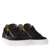 GIUSEPPE ZANOTTI BLACK LEATHER & VELVET SNEAKERS,10791244