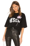 Msgm Logo Palm Tree T-shirt In Black