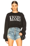 AMIRI AMIRI KISSES CROPPED CREW SWEATER IN BLACK,WHITE,AMIF-WK11