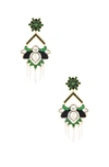 MERCEDES SALAZAR MERCEDES SALAZAR FLOR DEL PARAMO EARRINGS IN BLACK  GREEN & WHITE,MECZ-WL13