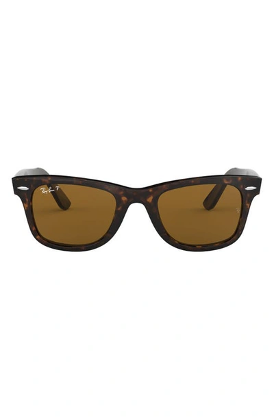 Ray Ban New Wayfarer 50mm Small Polarized Rectangular Sunglasses In Polarized Brown Classic B-15